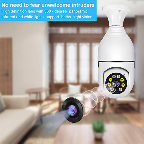 Smart PTZ Bulb Camera – Compatible with V380 Pro App